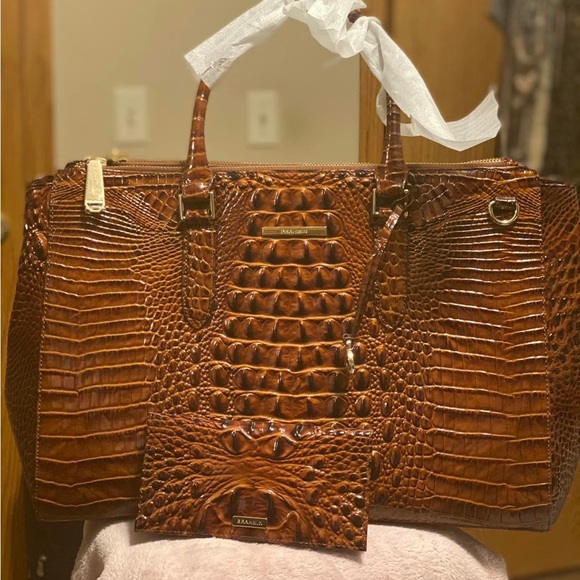 Brahmin Blake Satchel Pecan and matching wallet